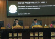 DPRD Palembang Gelar Paripurna Penyampaian LKPJ Walikota Tahun 2023