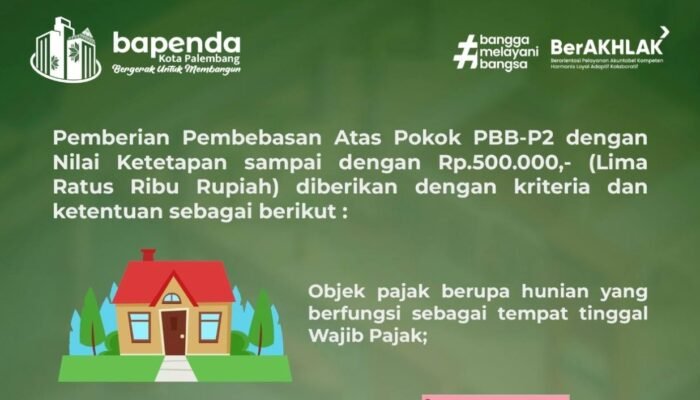 Bebas Pokok PBB-P2 Palembang 2026, Berikut Kriterianya