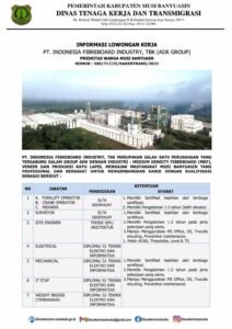 PT Indonesia Fibreboard Industry TBK Buka Loker di Muba