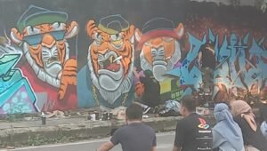 Komunitas Mural Graffiti Bangka Percantik Dinding di Areal Sekitar Pangkalpinang