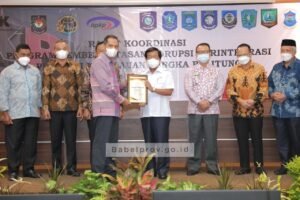 Pemprov Babel Raih Penghargaan Capaian Indeks MCP 2021 dari KPK RI