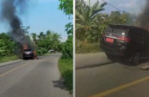 Mobil Dinas Sekda Muara Enim Terbakar