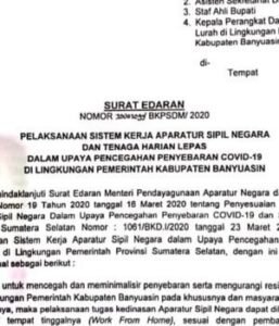 30 Maret, ASN Banyuasin Mulai Bekerja dari Rumah