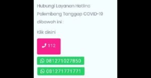 Klik, Hallo Palembang dan Hubungi Call Center 112 Informasi dan Pencegahan Covid-19