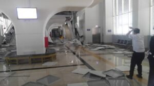 Hujan Angin Rusak Stasiun LRT DJKA Jakabaring