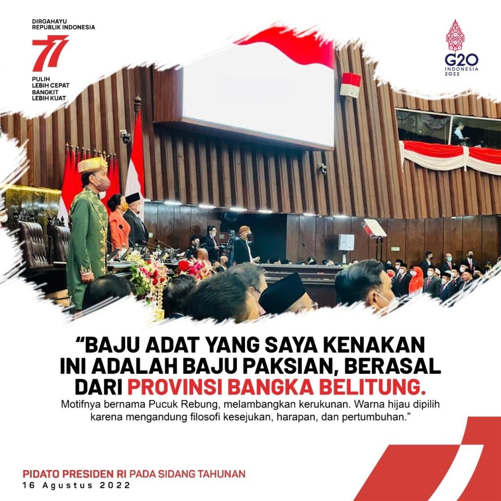 Kenakan Pakaian Adat Paksian dari Babel, Presiden Jokowi sampaikan Pidato Kenegaraan