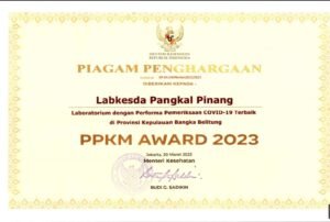 Labkesda Pangkalpinang Terima Penghargaan Pemeriksaan Covid-19 Terbaik
